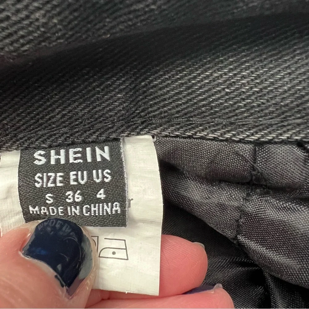 Shein High Waisted Denim Black Jean Shorts Size S